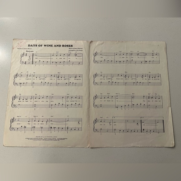 Vintage Sheet Music Days of Wine and Roses Henry Mancini Johnny Mercer 1962 - Picture 4 of 11